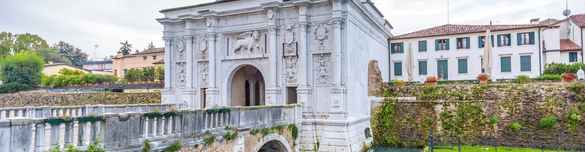 Evening riverside view in Treviso, IT