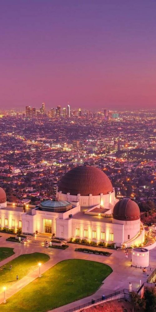 Metro map and city view in Los Angeles