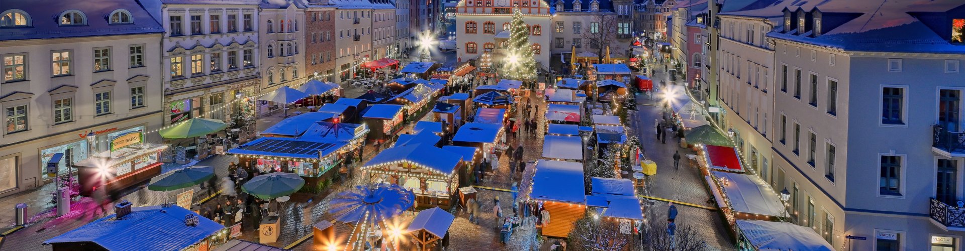 Evening riverside shot of Plauen, DE
