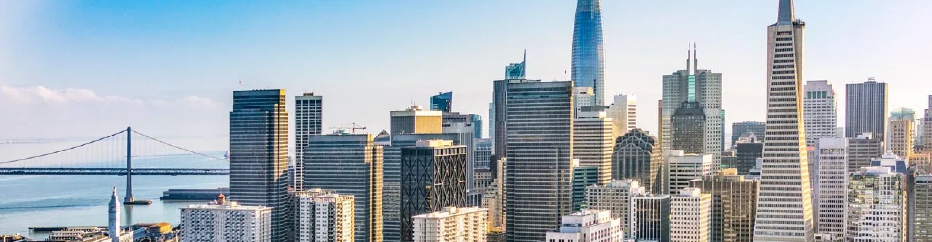 Evening riverside view of San Francisco skyline
