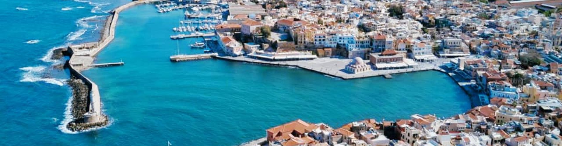 Evening riverside shot of Chania, GR