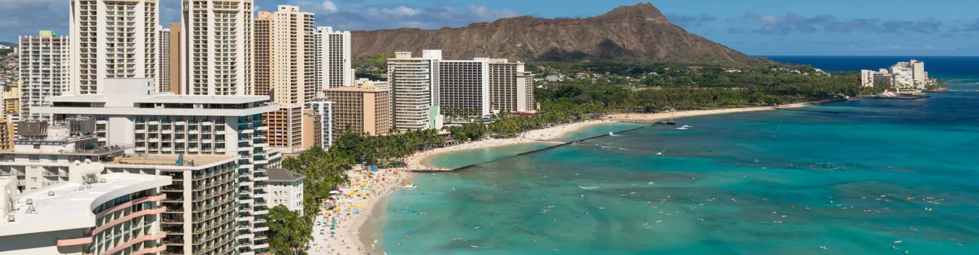 Evening riverside view of Honolulu, HI, US