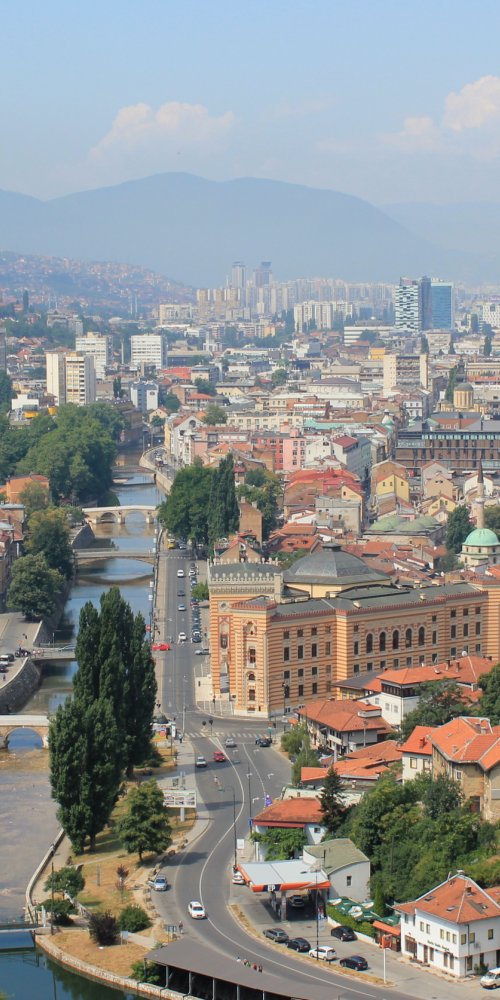Tram and pedestrian street in Sarajevo