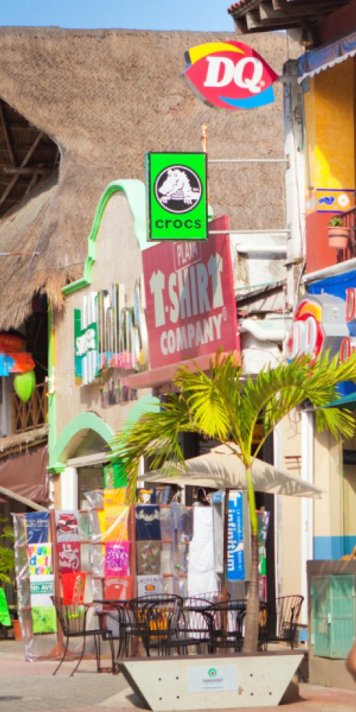 Bicycles lined up for rental in Playa del Carmen
