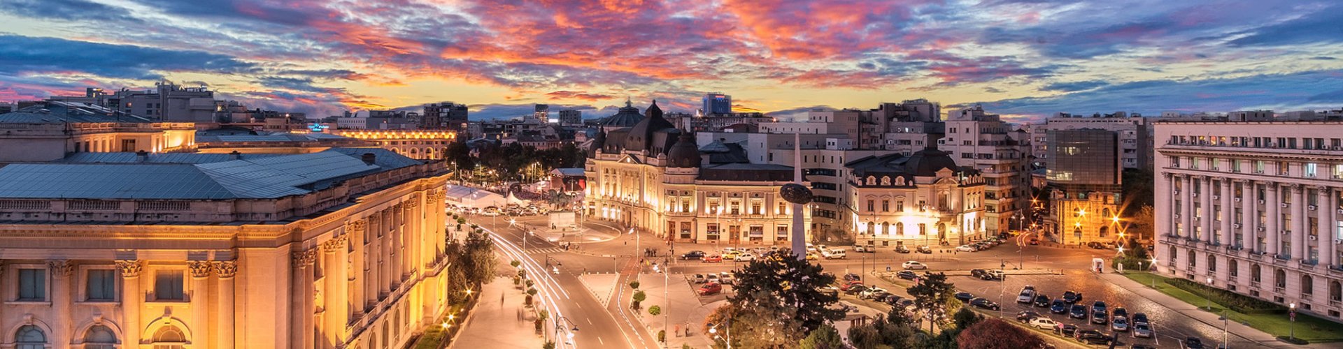 Evening riverside view in Bucharest