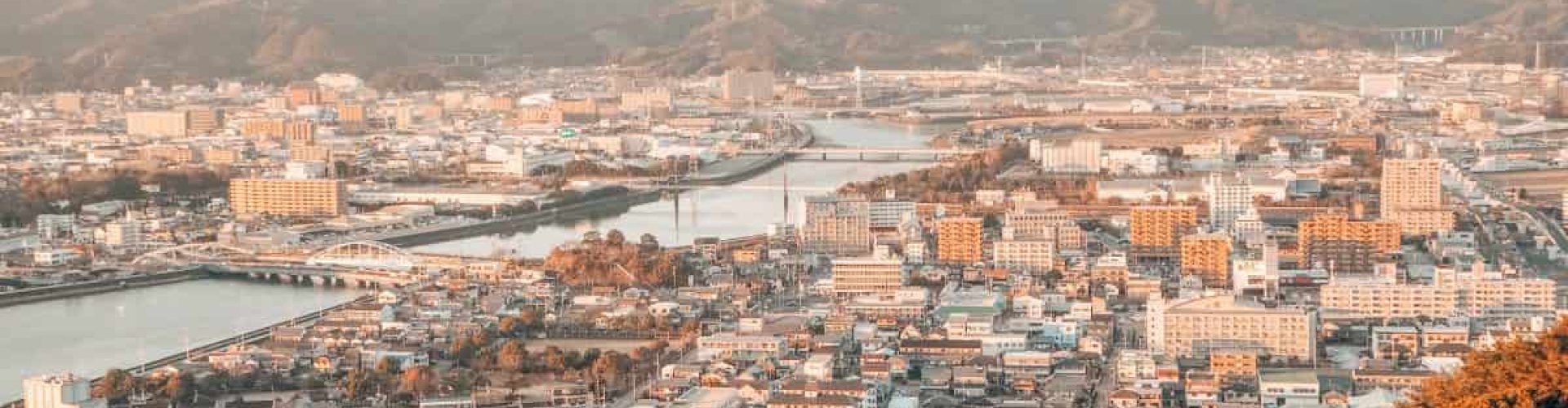 Evening riverside view of Kochi, JP
