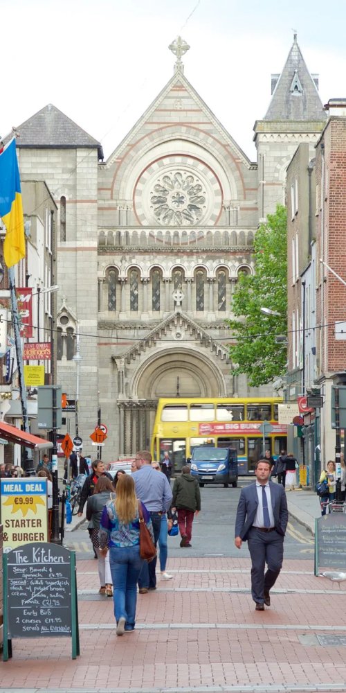 Dublin tram on city streets