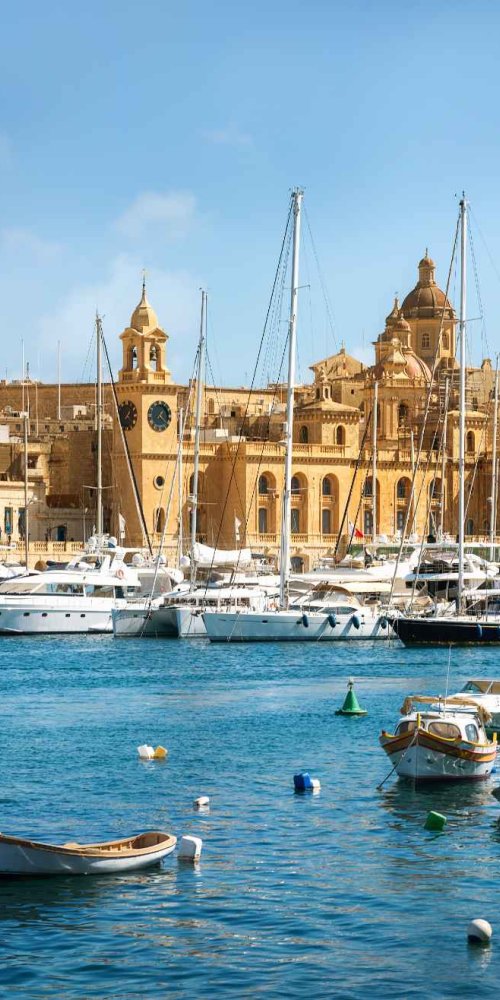 Tram and pedestrian street in Malta, MT