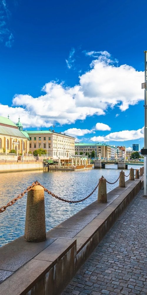Tram passing through Gothenburg street