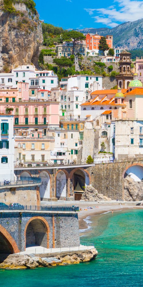 Street view with tram in Salerno