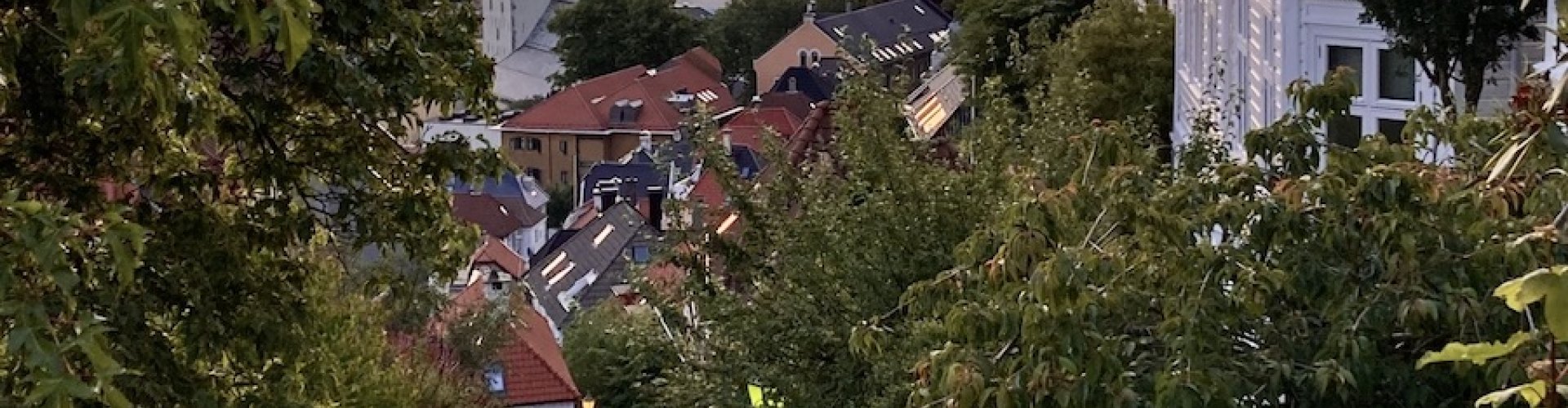 Evening riverside shot of Bergen, NO