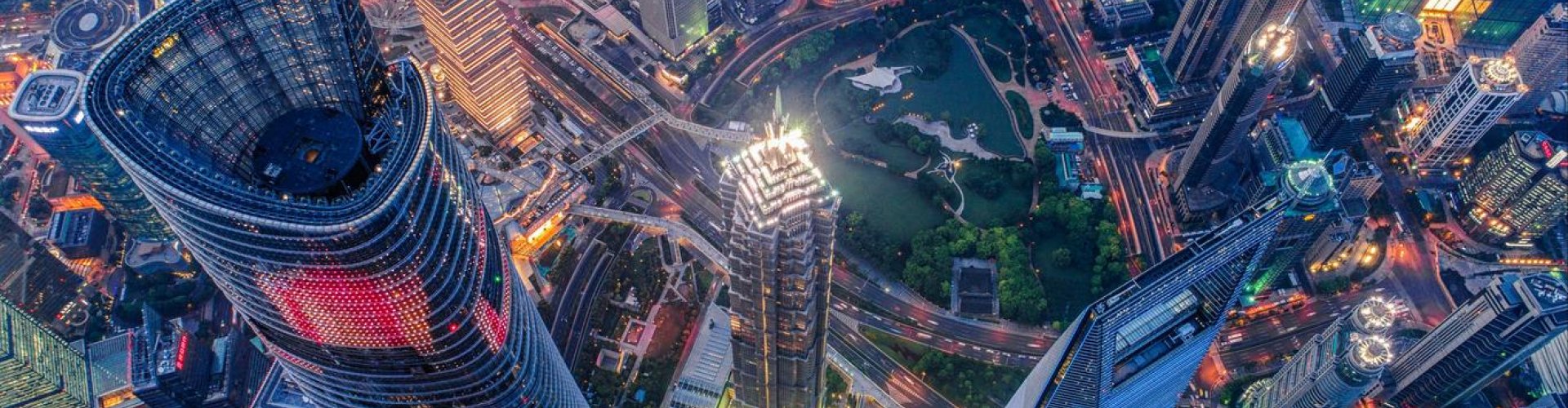 Evening riverside shot of Shanghai, CN