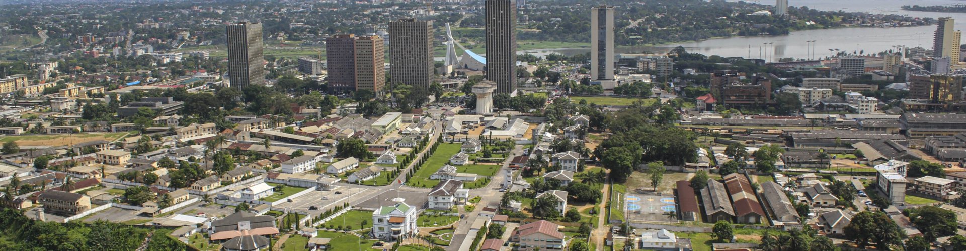 Evening riverside shot of Abidjan, CI
